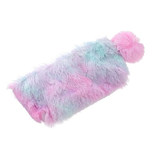 jojofuny Plüsch Federmäppchen für Schüler Großes Kapazitäts Stiftemäppchen mit Reißverschluss Leichter Schreibwaren Organizer Tasche für Schule und Büro Bunter Regenbogen Farbverlauf Weich von jojofuny
