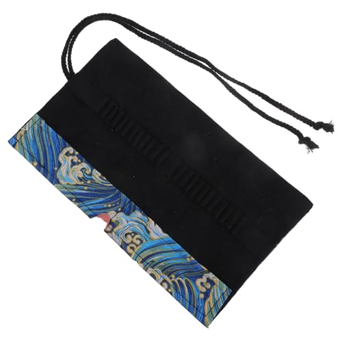 jojofuny Rollen Mäppchen Künstlerstiftfall Kunsttasche Bleistiftbeutel Leinentasche Bleistiftfälle Buntstifte Bleistift-Organizer Bleistifthalter Stift Wraps Segeltuch Blue von jojofuny