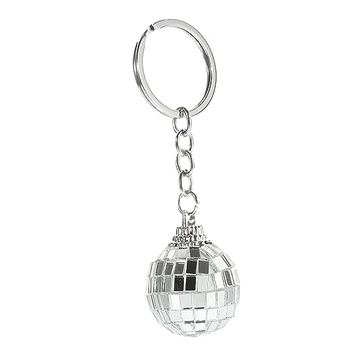 jojofuny Disco Kugel SchlüSselanhäNger, Mini Discokugel Spiegel, Silber, Party Deko, Rucksack AnhäNger, 6.5cm, FüR MäNner Und Frauen von jojofuny