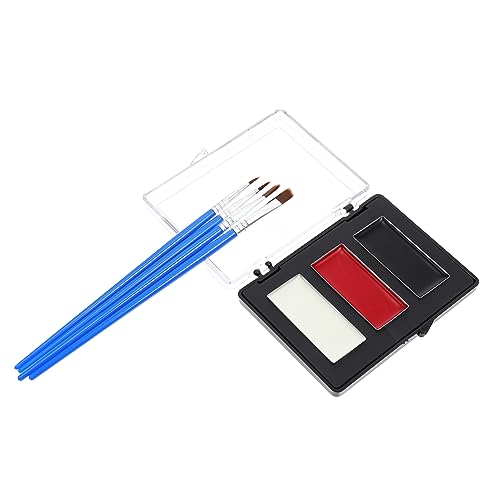 jojofuny Teiliges Clown Schminkfarben Rot Wasserfeste Gesichts und Körperfarbe mit Stiften und Pinseln Hautfreundliches Halloween Make Up für Erwachsene und Theater von jojofuny