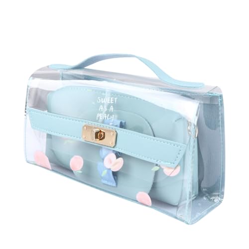 jojofuny Transparente Kosmetiktasche mit Reißverschluss Große Kapazität Tragbare Stifttasche und Federmäppchen für Damen Reise Organizer Hellgrün von jojofuny