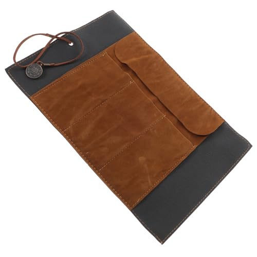 jojofuny Roll-up-stiftetasche Aus Leder Bleistiftrolle Mit Faltbarem Riemen Aufbewahrungstasche Für Stifte Und Kleine Gegenstände Vintage-Design Mit Landkarte-Muster von jojofuny