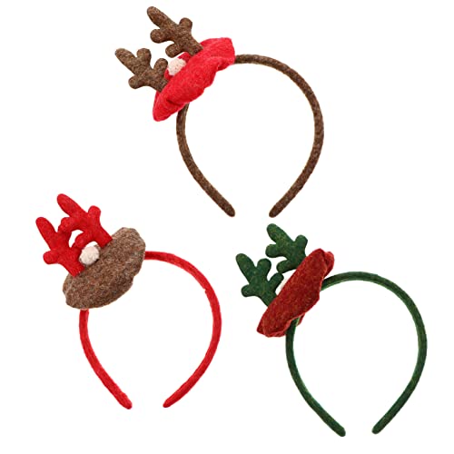 jojofuny Weihnachtsgeweih Stirnband Weihnachtsmütze Stirnband Hirschgeweih Stirnband Cintillos De 3Pcs Weihnachtshaarband Rentier Stirnband Weihnachten Cosplay Stütze Geweih Kopfschmuck von jojofuny