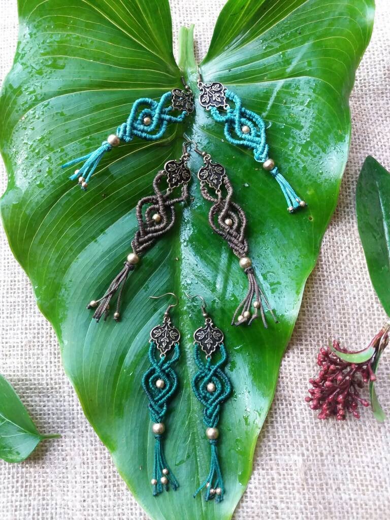 Boho Makramee Ohrringe, Quaste Messing Schmuck Boho Makramee Ohrringe, Quaste Messing Schmuck von jojosunflowerdesigns