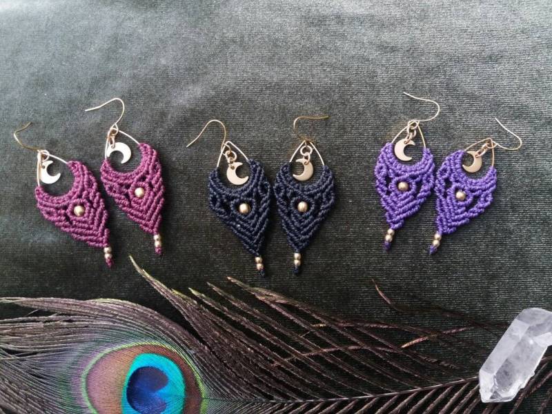 Boho Ohrringe, Halbmond Messing Schmuck, Makramee Ohrringe Boho Ohrringe, Halbmond Messing Schmuck, Makramee Ohrringe von jojosunflowerdesigns