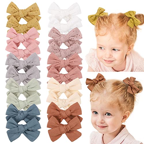 20 Stück Baby Mädchen Haarschleifen Clips vollständig gefütterte Haarspangen Haarschmuck für kleine Mädchen Kleinkind Kinder Teenager (1-Light Multi-colored) von jollybows