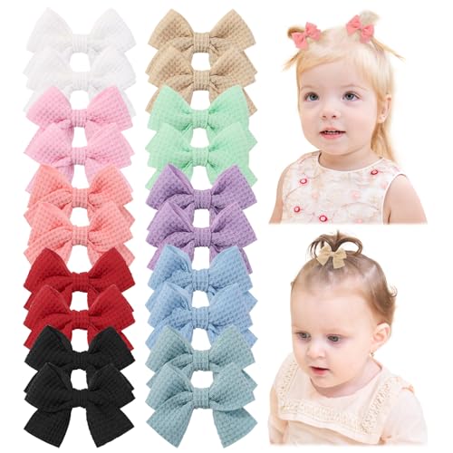 Jollybows 20 Stück Baby Mädchen Haarschleifen, 2 Zoll / 5 cm Haarspangen Haarklammern Haarclips Spangen Baby Haarschmuck für Mädchen Kinder Teenager Damen (Helle Farbe) von jollybows