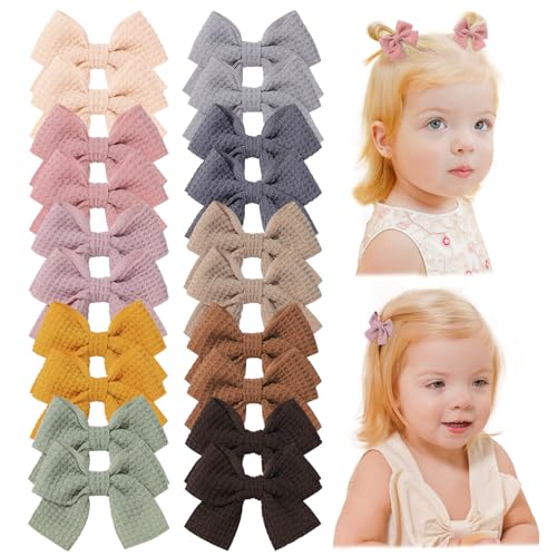 Jollybows 20 Stück Baby Mädchen Haarschleifen, 2 Zoll / 5 cm Haarspangen Haarklammern Haarclips Spangen Baby Haarschmuck für Mädchen Kinder Teenager Damen (Dunkle Farbe) von jollybows