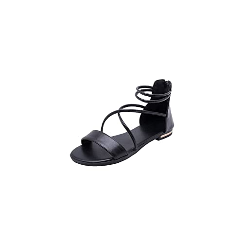 jonam Damen Sandalen Arrival Women Sandals Solid Colors Summer Shoes Ladies Zipper Casual Shoes Woman Beach Shoes(Color:Black,Size:39 EU) von jonam