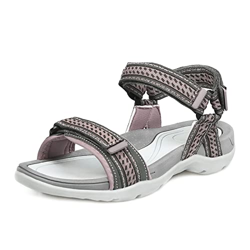 jonam Damen Sandalen Damen Outdoor Beach Sandalen offene Zehe Freizeit Wandern Wanderung Sommer Sandalen Neue leichte atmungsaktive Frau(Color:Grijs,Size:38 EU) von jonam