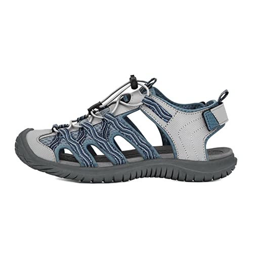 jonam Damen Sandalen Frauen Sandalen flach lässig Outdoor TOCECAP Schutz Trekking Rutschfeste Schuhe Komfort tragen Rissistierende Modestrand(Color:Blue,Size:40 EU) von jonam