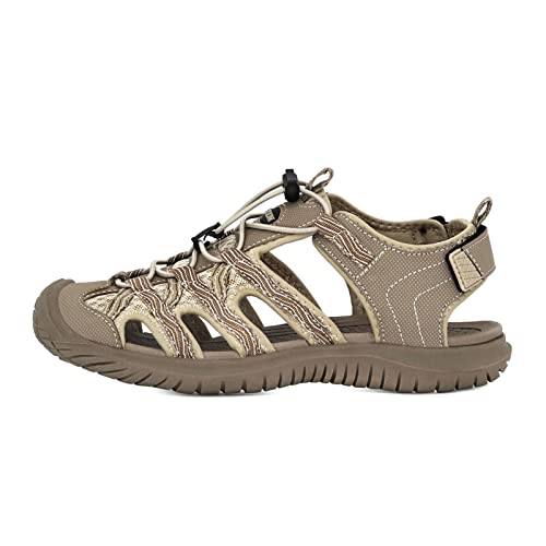 jonam Damen Sandalen Frauen Sandalen flach lässig Outdoor TOCECAP Schutz Trekking Rutschfeste Schuhe Komfort tragen Rissistierende Modestrand(Color:Brass,Size:36 EU) von jonam