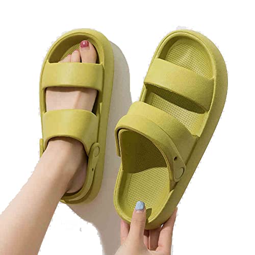 jonam Damen Sandalen Frauen Sommer dicke Plattform Hausschuhe Strand Flip Flops Weiche Sohle Slide Sandalen Freizeit Männer Damen Indoor Bad Anti-Rutsch Schuhe(Color:Green,Size:35-36(fit34-35)) von jonam