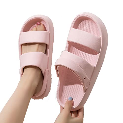 jonam Damen Sandalen Frauen Sommer dicke Plattform Hausschuhe Strand Flip Flops Weiche Sohle Slide Sandalen Freizeit Männer Damen Indoor Bad Anti-Rutsch Schuhe(Color:Pink,Size:36-37(fit35-36)) von jonam