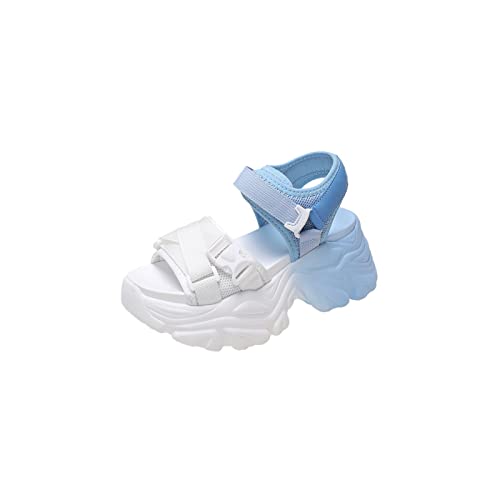 jonam Damen Sandalen Mixed Color Platform Sandals Women Summer Non-Slip Platform Beach Shoes Women Ankle Strap Wedge Sandals(Color:Blue,Size:36 EU) von jonam