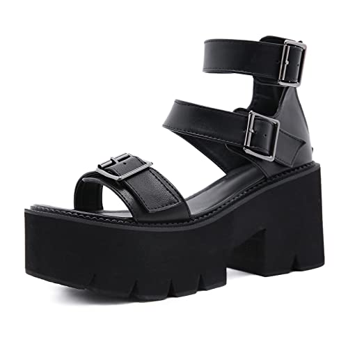 jonam Damen Sandalen Sandals For Women Platform High Heels Belt Buckle Ankle Strap Sandals Female(Size:40 EU) von jonam