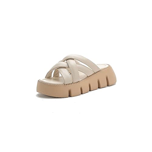 jonam Damen Sandalen Sandals Woman Summer Thick Sole Shoes For Women Casual Peep Toe Slippers Outdoor(Color:Beige,Size:38 EU) von jonam