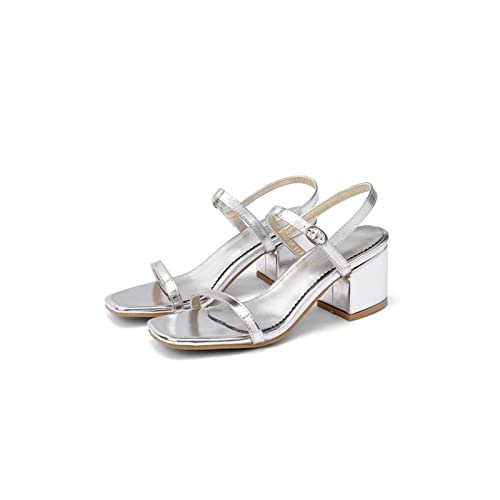 jonam Damen Sandalen Sandals Women Big Small Size Summer Wedding Party Dance Shoes Peep toe High Heels Woman Pumps(Color:Silver,Size:35 EU) von jonam