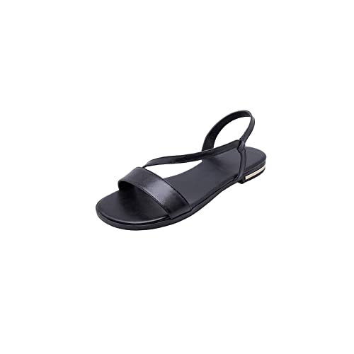 jonam Damen Sandalen Shoes Women Sandals Slip On Summer Shoes Woman Flat Beach Shoes Female(Color:Black,Size:32) von jonam