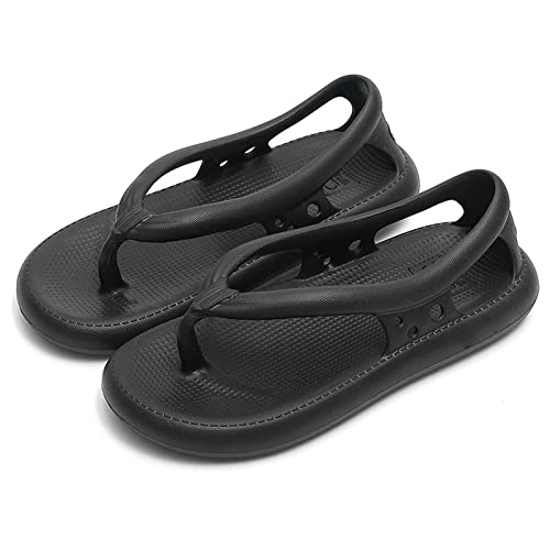 jonam Damen Sandalen Sommer Frauen Hausschuhe Flip Flops Dicke Bodensandalen Frauen Paare Outdoor Rutschfeste Sohle Casual Beach Casual Home Slipper(Color:Black,Size:44-45(fit 43-44)) von jonam