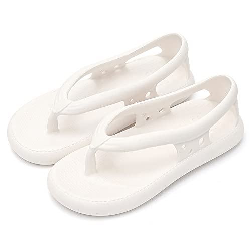 jonam Damen Sandalen Sommer Frauen Hausschuhe Flip Flops Dicke Bodensandalen Frauen Paare Outdoor Rutschfeste Sohle Casual Beach Casual Home Slipper(Color:White,Size:35-36(fit 34-35)) von jonam