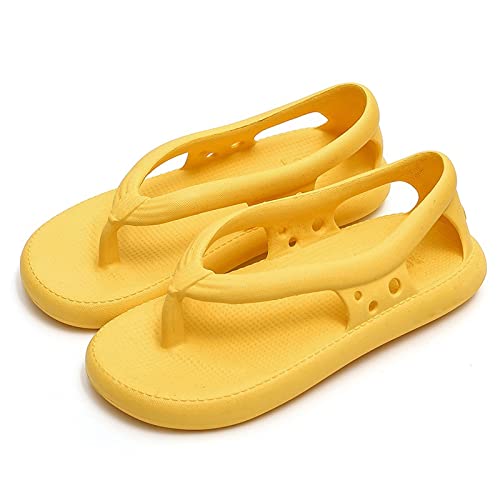 jonam Damen Sandalen Sommer Frauen Hausschuhe Flip Flops Dicke Bodensandalen Frauen Paare Outdoor Rutschfeste Sohle Casual Beach Casual Home Slipper(Color:Yellow,Size:35-36(fit 34-35)) von jonam