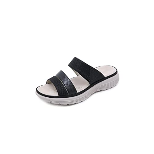 jonam Damen Sandalen Summer Platform Flip Flops Beach Shoes Woman Anti-slip Sandals Women Slippers Shoe(Color:Black,Size:42 EU) von jonam