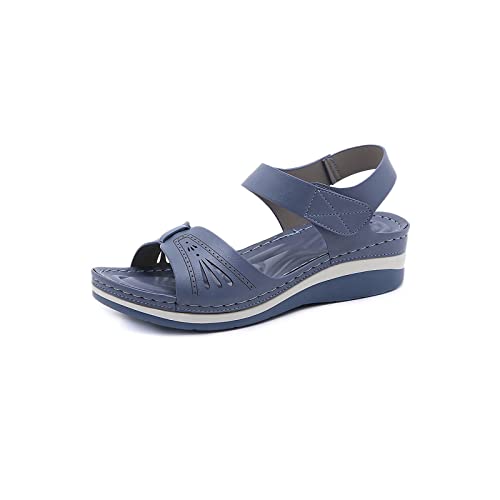 jonam Damen Sandalen Summer Shoes Women Sandals Woman Plus Size Heels Sandals For Wedges Femme Casual Platform Shoes(Color:Blue,Size:38 EU) von jonam