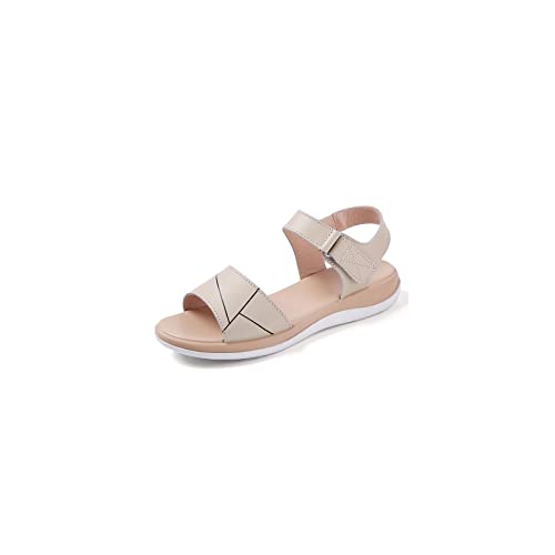 jonam Damen Sandalen Summer Women Sandals Women Soft and Comfortable Sandals Flat Sandals Open Toe Beach Shoes Women Shoes Sandals for Women(Color:Beige,Size:39 EU) von jonam