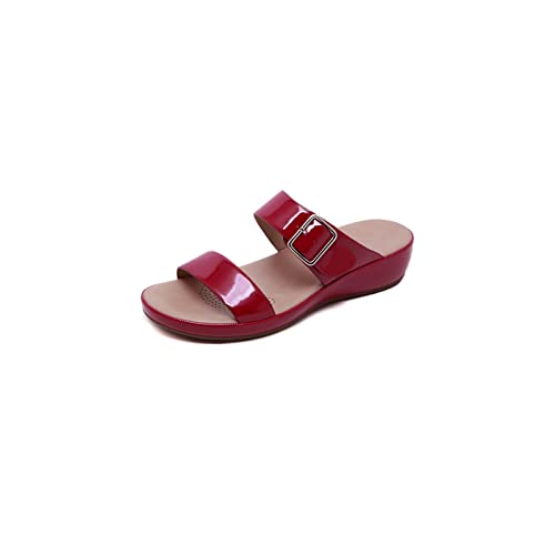 jonam Damen Sandalen Women Home Sandals Lightweight Ultra-soft Comfortable Thick-soled Travel Slippers(Color:Red,Size:40 EU) von jonam