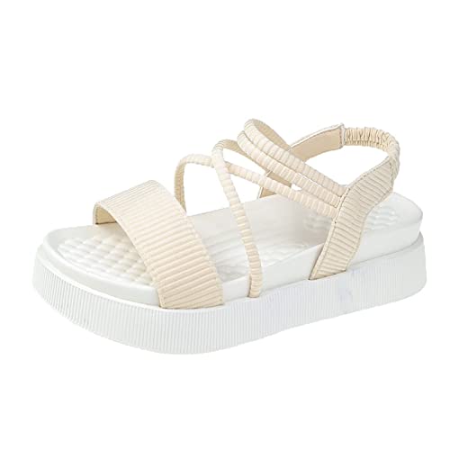 jonam Damen Sandalen Women Open Toe Sandals Soft white bow-knot Mid Heels Beach Shoes madam Platform Sandalias(Size:37 EU) von jonam