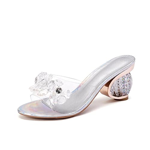 jonam Damen Sandalen Women Sandals Crystal Transparent Jelly Shoes Woman Open Toe Strange Heels Ladies High Heels Female Slippers(Size:38 EU) von jonam