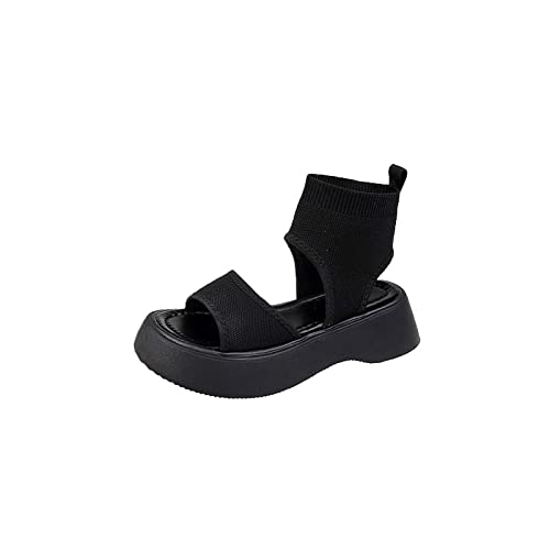 jonam Damen Sandalen Women Sandals Platform Air Mesh Sweater Round Open Toe Sports Sole Female Shoes Summer Sandal(Color:Black,Size:37 EU) von jonam