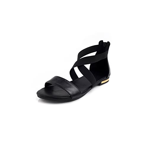 jonam Damen Sandalen Women Sandals Summer Sweet Women Flats Heel Sandals Ladies Shoes Black(Size:39 EU) von jonam