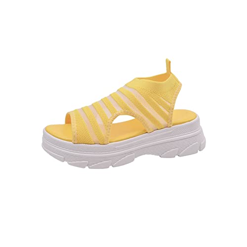 jonam Damen Sandalen Yellow Platform Women Sandals Summer Air Mesh Fabrics Peep Toe Slides casual Cool Sports Shoes(Color:Yellow,Size:38 EU) von jonam