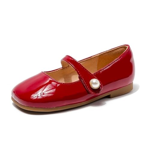 jonam Damenschuhe Casual Shoes Autumn Fashion Cute Girls Shoes Classic Black Red Simple Breathable Leather Shoes Non-Slip Shoe(Color:Red,Size:31(18.7cm Foot)) von jonam