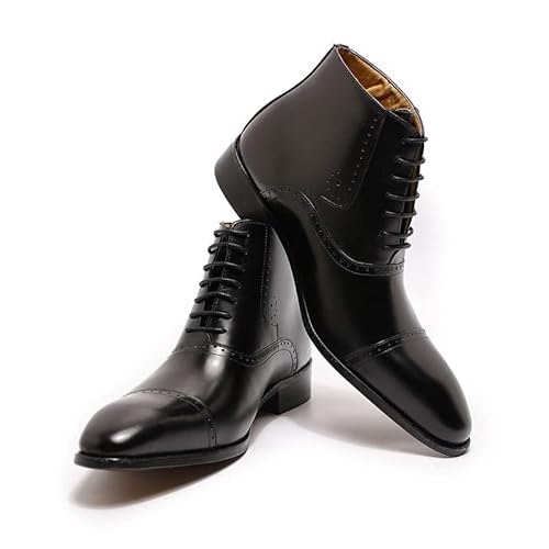 jonam Damenschuhe New Fashion Men Ankle Boots Men Formal Dress Leather Shoes Western Boots Cowboy Boots Lace Up Casual Shoes Brown Black Boots Men(Color:Bruin,Size:US 10.5) von jonam