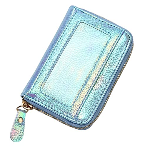 jonam Geldbörse für Damen Coin Purse Personalized Double Color Symphony Litchi Pattern Ladies Wallet Card Holder Credit Card Case Coin Purse Luxury Bag (Color : Blue) von jonam