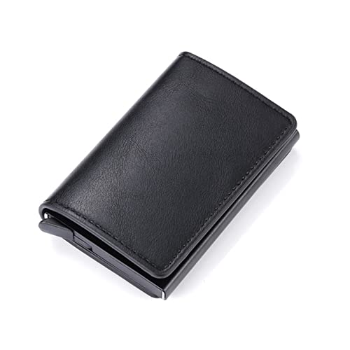jonam Geldbörse für Damen Customized Smart Men Wallet Business Card Holder Wallet Aluminum Metal Case Box Mini Credit Card Wallet Purse (Color : Black) von jonam