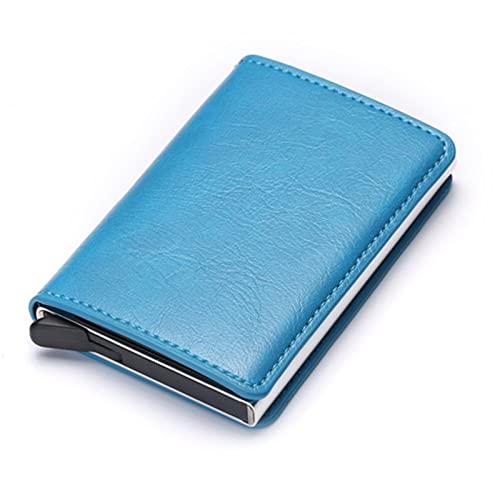 jonam Geldbörse für Damen Customized Smart Men Wallet Business Card Holder Wallet Aluminum Metal Case Box Mini Credit Card Wallet Purse (Color : Blue) von jonam
