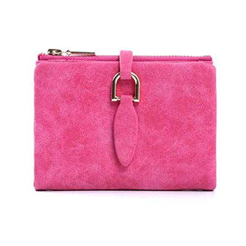 jonam Geldbörse für Damen Er Short-Kupplungs-Mappe Kleine Matte Frauen Wallet Weibliche Handtasche (Color : Rose RED) von jonam
