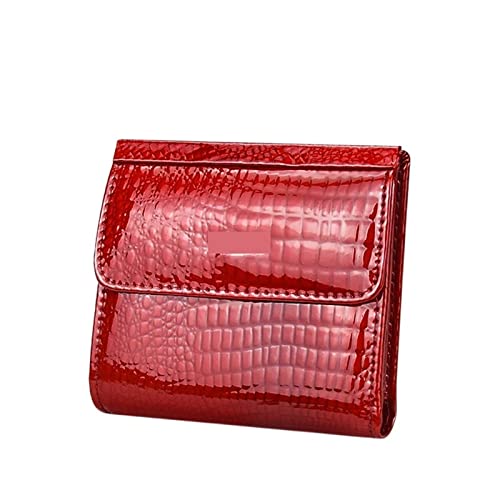 jonam Geldbörse für Damen Genuine Leather Women Wallet Mini Wallets Women Short Clutch Luxury Female Purse Card Holder Lady Coin Purses (Color : Red) von jonam