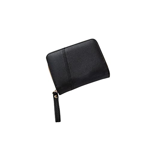 jonam Geldbörse für Damen Kleine Brieftasche Weibliche Kurze frische Spleiß Reißverschluss Münze Geldbörse Multi-Card Große Kapazität Brieftasche Geldtasche (Color : Black) von jonam