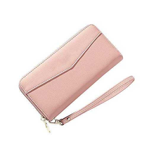 jonam Geldbörse für Damen Lange Damen Brieftasche Reißverschluss Telefon Brieftasche Große Kapazität Dame Handtasche Karten Münze Geldbörse (Color : Pink) von jonam