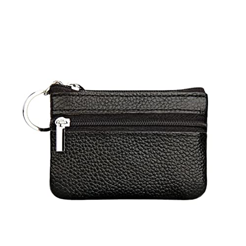 jonam Geldbörse für Damen Leather Coin Purses Women Small Change Money Bags Pocket Wallets Key Holder Case Mini Functional Pouch Zipper Card Wallet (Color : Black) von jonam
