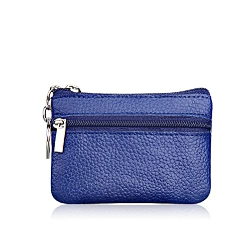 jonam Geldbörse für Damen Leather Coin Purses Women Small Change Money Bags Pocket Wallets Key Holder Case Mini Functional Pouch Zipper Card Wallet (Color : Blue) von jonam