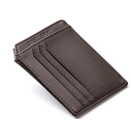jonam Geldbörse für Damen Mini Wallets Men Super Slim Card Holder Simple No Zipper Solid Cash Purses Popular Small Money Bags (Color : Bruin) von jonam
