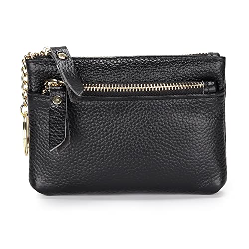 jonam Geldbörse für Damen Pattern Cowhide Leather Wallet Versatile Lady Handbag First Layer Cow Skin Small Women Coin Purse (Color : Black) von jonam