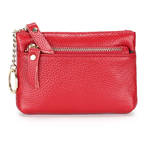 jonam Geldbörse für Damen Pattern Cowhide Leather Wallet Versatile Lady Handbag First Layer Cow Skin Small Women Coin Purse (Color : Red) von jonam