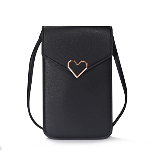 jonam Geldbörse für Damen Touch Screen Cell Phone Purse Smartphone Wallet Women Shoulder Bag Solid Crossbody Bags (Color : Black) von jonam